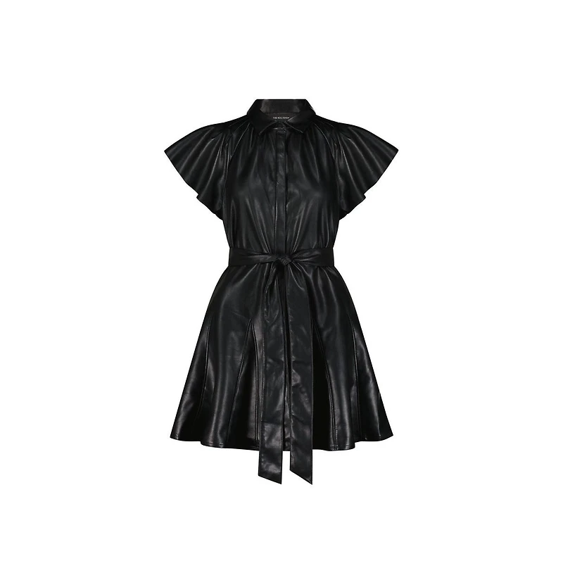 The Noli Shop Women's Devin Leather Ruffle Dress - Black