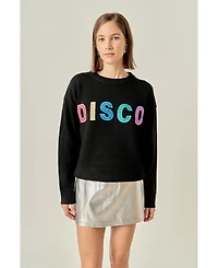 English Factory Women's Glitter Lettering Sweater