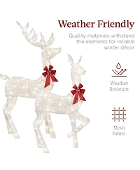 Best Choice Products 6.5ft 3-Piece Lighted Christmas Deer Set Outdoor Yard Decoration with 385 Led Lights, Stakes