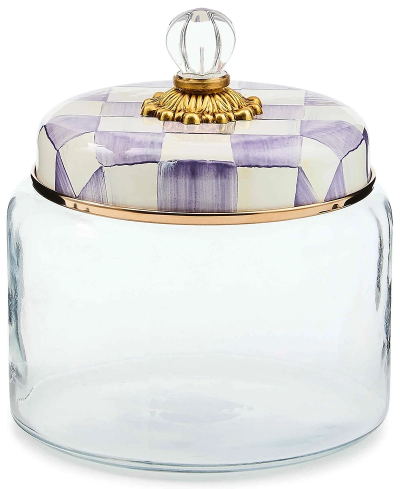 MacKenzie-Childs Violet Check Medium Kitchen Canister