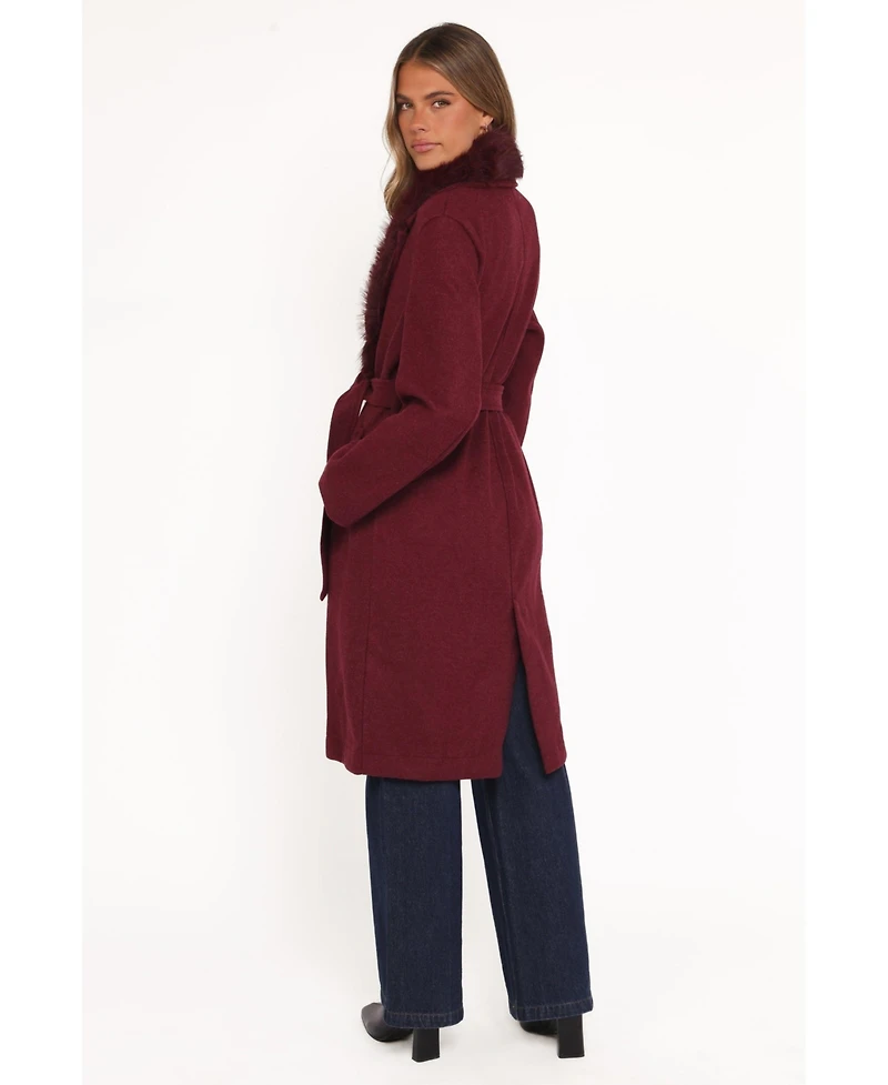 Petal and Pup Women's Fur Collar Tie Waist Coat