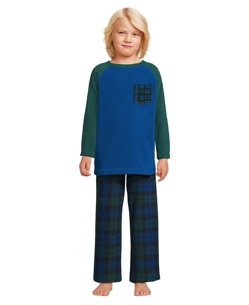 Lands' End Big Girls Long Sleeve Pocket Fleece Pajama Set