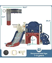 Qaba 8 in 1 Toddler Slide Set for Kids Ages 1-6 Indoor Outdoor Playground