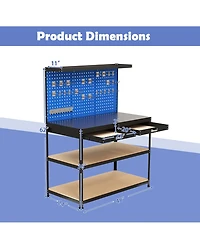 48 x 24 Inch Workbench Work Table with 3 PCs Pegboard Drawer and Shelves-Navy