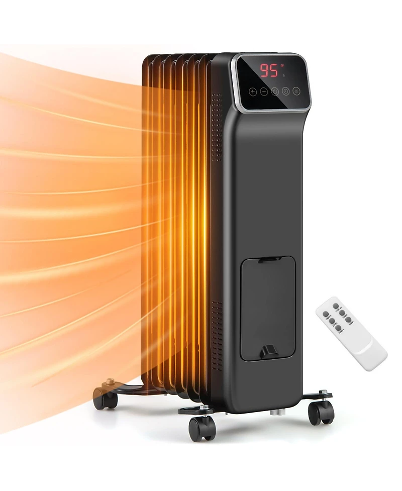 Sugift 1500W Oil Filled Radiator Heater with Remote Control 3 Modes 24H Timer