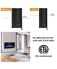 Sugift 42 Inch Recessed Ultra Thin Electric Fireplace with Timer