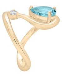 Macy's Blue Topaz (2 ct. t.w.) & Diamond (1/10 ct. t.w.) Ring in 14k Yellow Gold