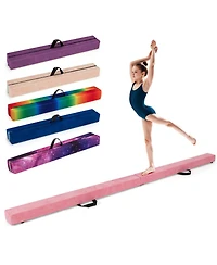 Sugift Folding Balance Beam with Solid Wood Base and Anti-slip Bottom