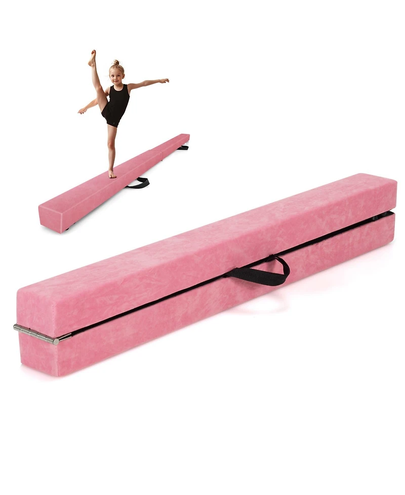 Sugift Folding Balance Beam with Solid Wood Base and Anti-slip Bottom