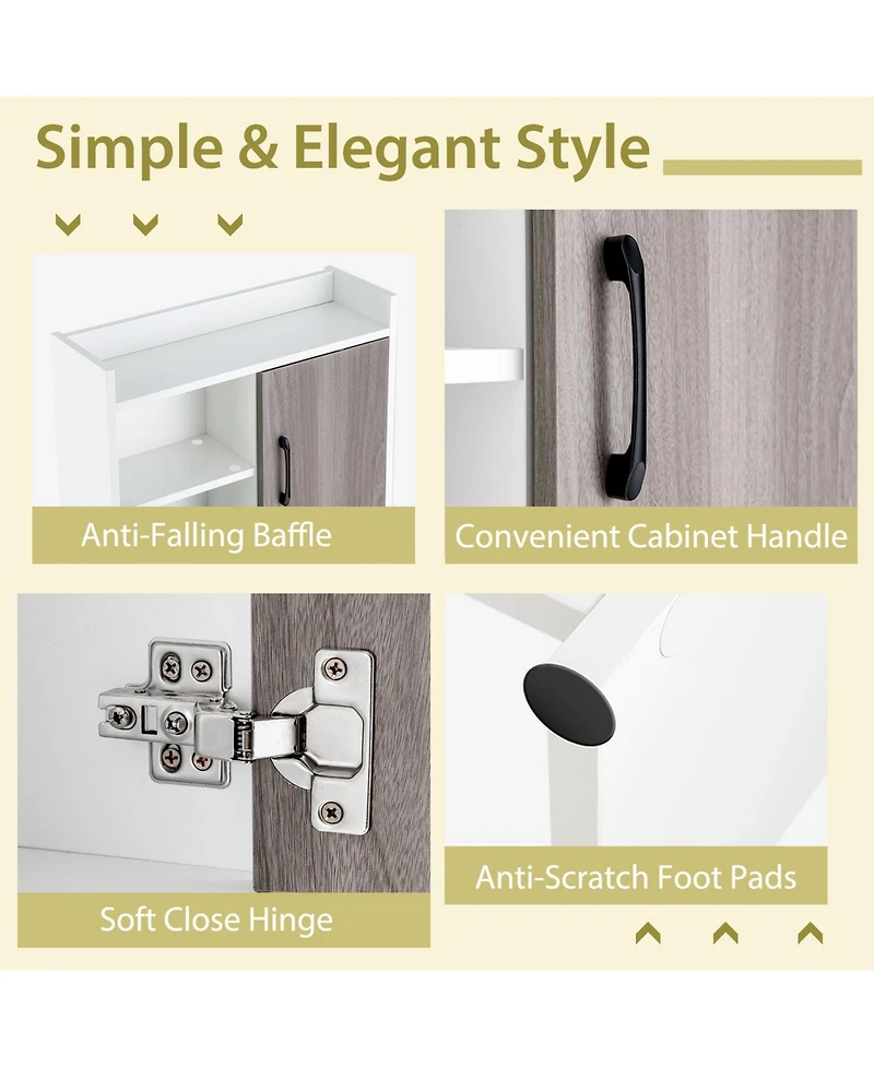 Sugift 4-Tier Space-saving Toilet Sorage Cabinet with Open Shelves