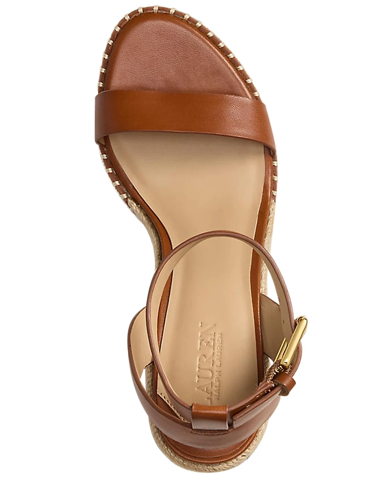 Lauren Ralph Women's Hilarie Ankle-Strap Espadrille Platform Wedge Sandals