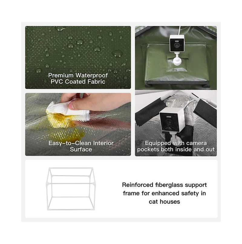 Wagstro RoofHaus Heated Outdoor Cat Shelter – Olive Green