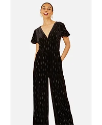 Yumi Women's Foil Print Velvet Jumpsuit