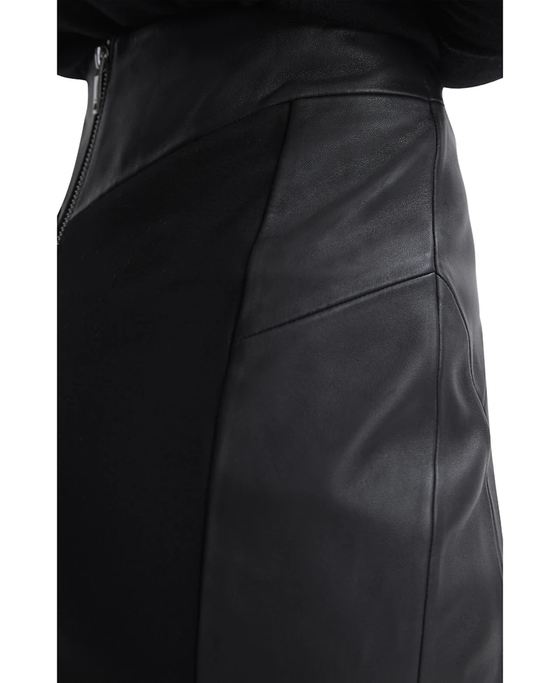 Reiss Women's Leather High Rise Midi Skirt