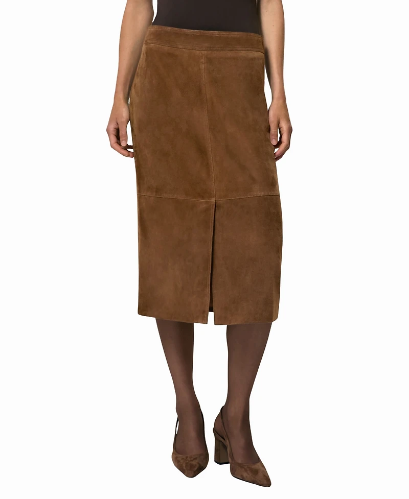 Reiss Women's Suede Straight-Fit Midi Skirt