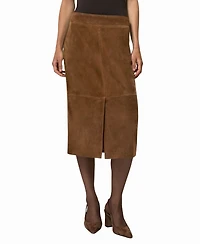 Reiss Women's Suede Straight-Fit Midi Skirt