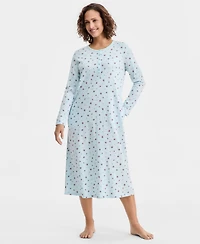 Charter Club Women's Cotton Long-Sleeve Nightgown, Created for Macy's