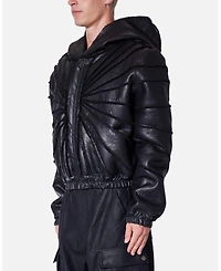 mnml Men's Leather Web Cropped Hoodie