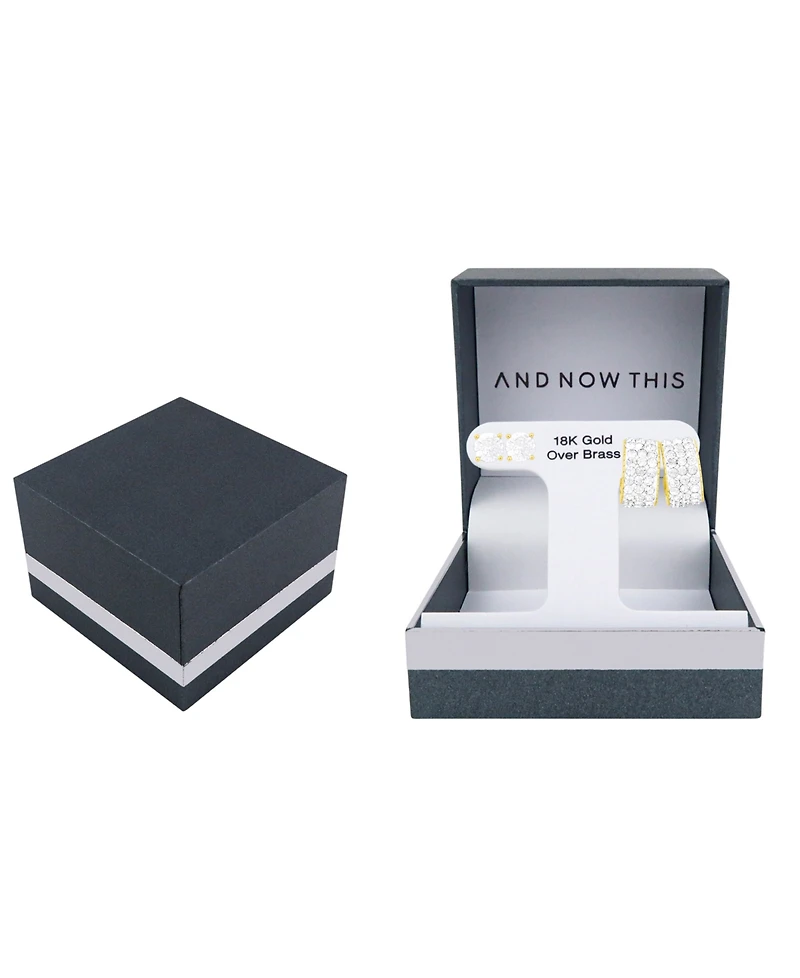 And Now This Crystal Stud and Hoop Earrings Set