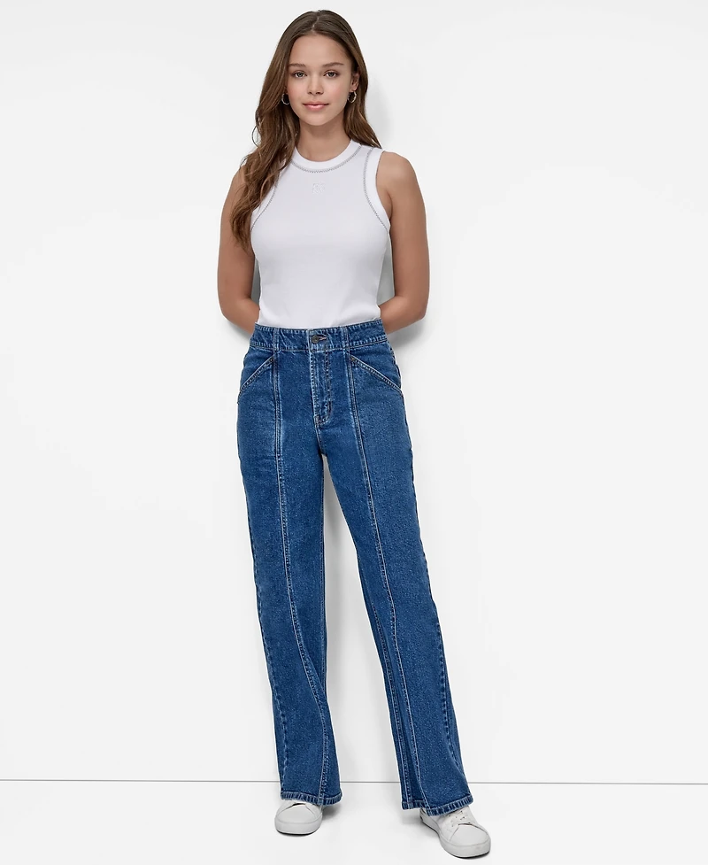 Dkny Jeans Women's High Rise Wide Leg Cargo