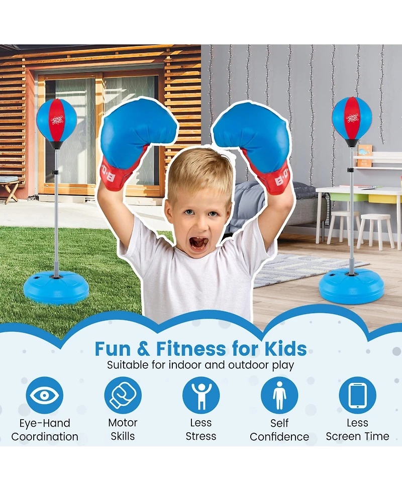 Skonyon Adjustable Punching Bag with Stand and Boxing Gloves for Both Adults and Kids