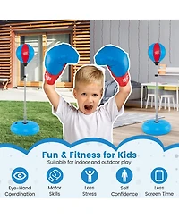 Skonyon Adjustable Punching Bag with Stand and Boxing Gloves for Both Adults and Kids