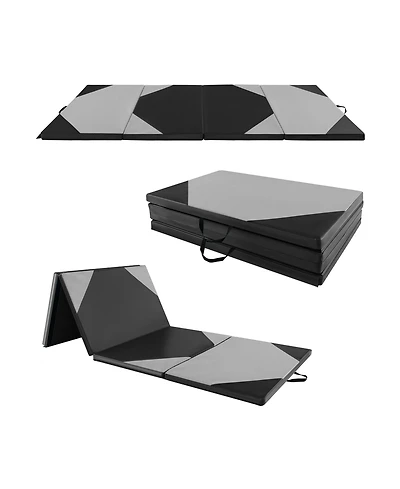 Skonyon 10 Feet x 4 Feet x 2 Inch Folding Exercise Mat with Hook and Loop Fasteners