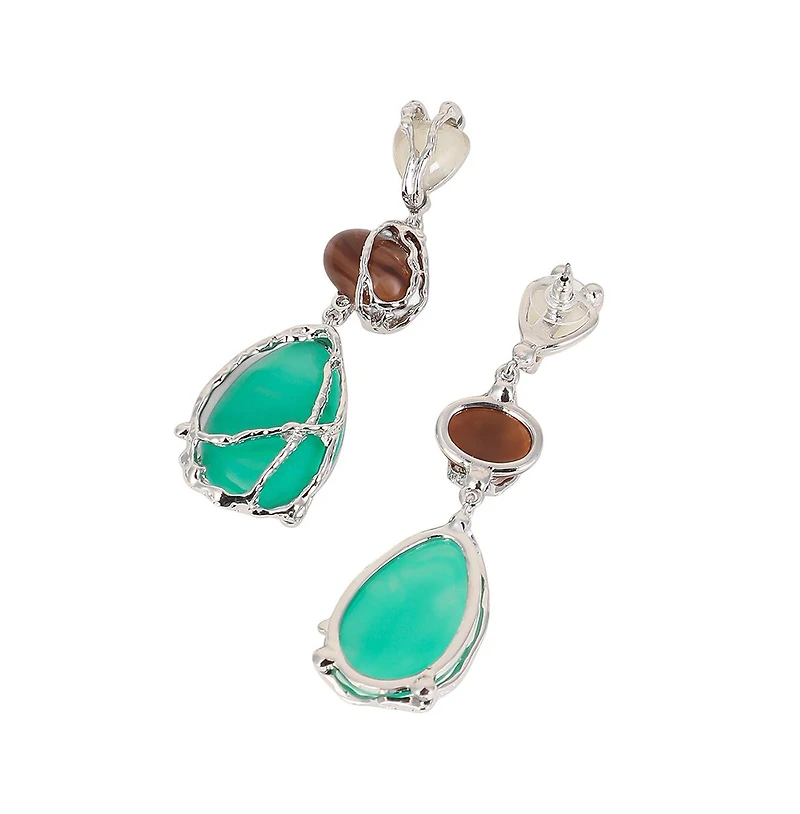 Women's The Veined-Teardrop Drop Earrings - Metallic Silver