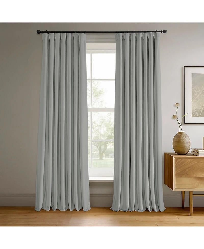 Half Price Drapes Reflection Grey Signature Velvet Blackout Curtain