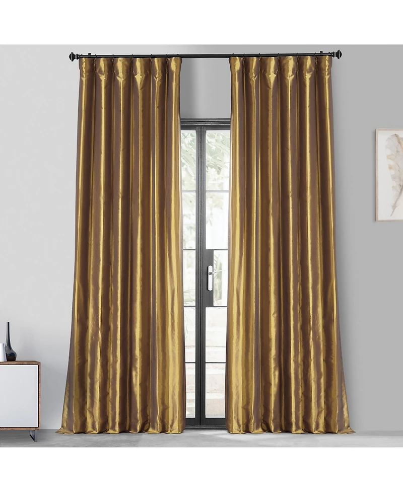 Half Price Drapes Golden Spice Faux Silk Taffeta Blackout Curtain