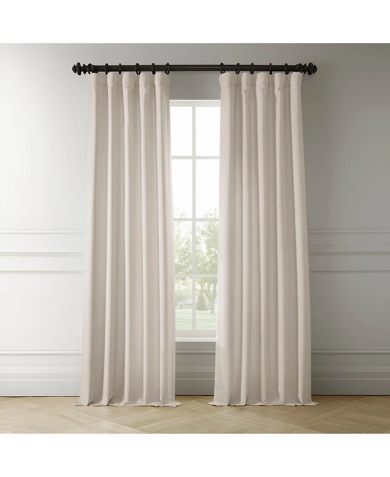 Half Price Drapes Parchment Cream Italian Faux Linen Room Darkening Curtain