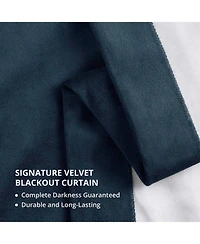 Half Price Drapes Midnight Blue Signature Velvet Blackout Curtain