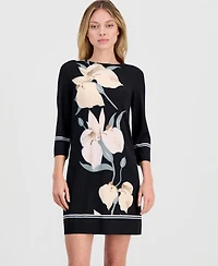 Anne Klein Women's Printed Boat-Neck 3/4-Sleeve T-Shirt Dress