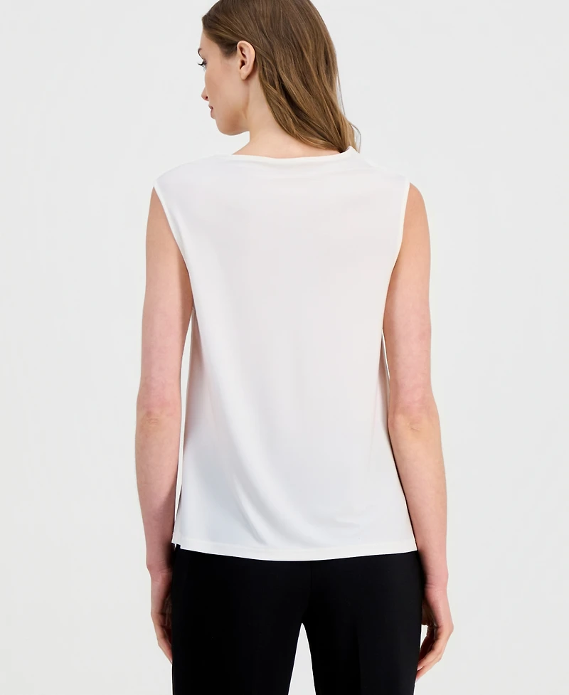 Anne Klein Women's Sleeveless Pleated Asymmetrical Top
