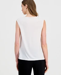 Anne Klein Women's Sleeveless Pleated Asymmetrical Top