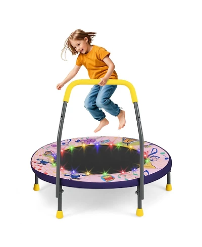 Skonyon Mini Trampoline Folding Small Rebounder for Kids with Lights