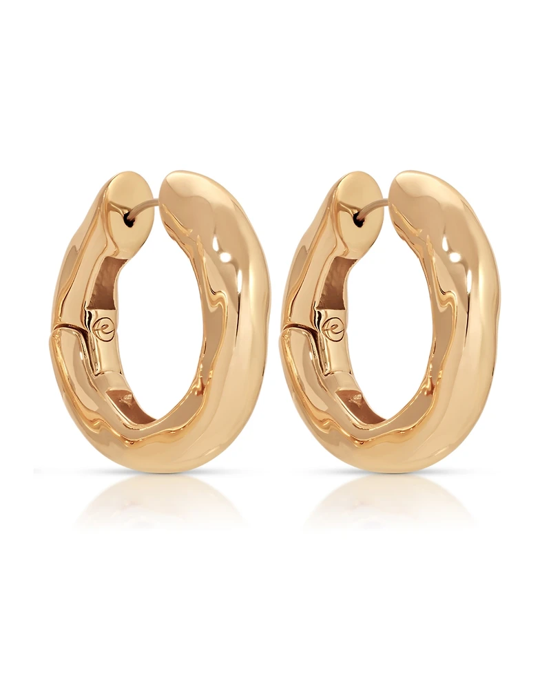 Ettika Gold Plated Molten Hoop Earrings