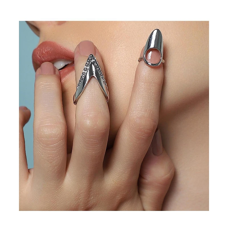Women's The Piercer Nail Rings - Metallic Silver (Set Of 2)