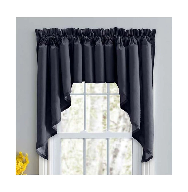 Ellis Curtain Ellis Stacey 3" Rod Pocket High Quality Fabric Solid Color Window Lined Swag Set 126"x36" Navy