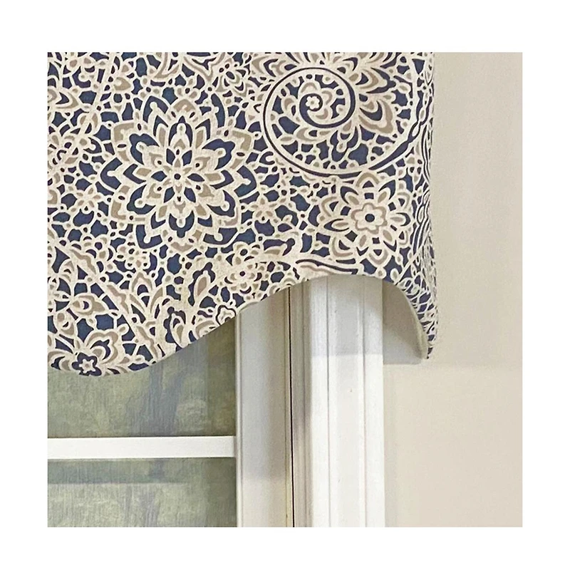 Rlf Home Stella Paisley Regal Valance Navy. 3" Rod Pocket 50"W x 17"L