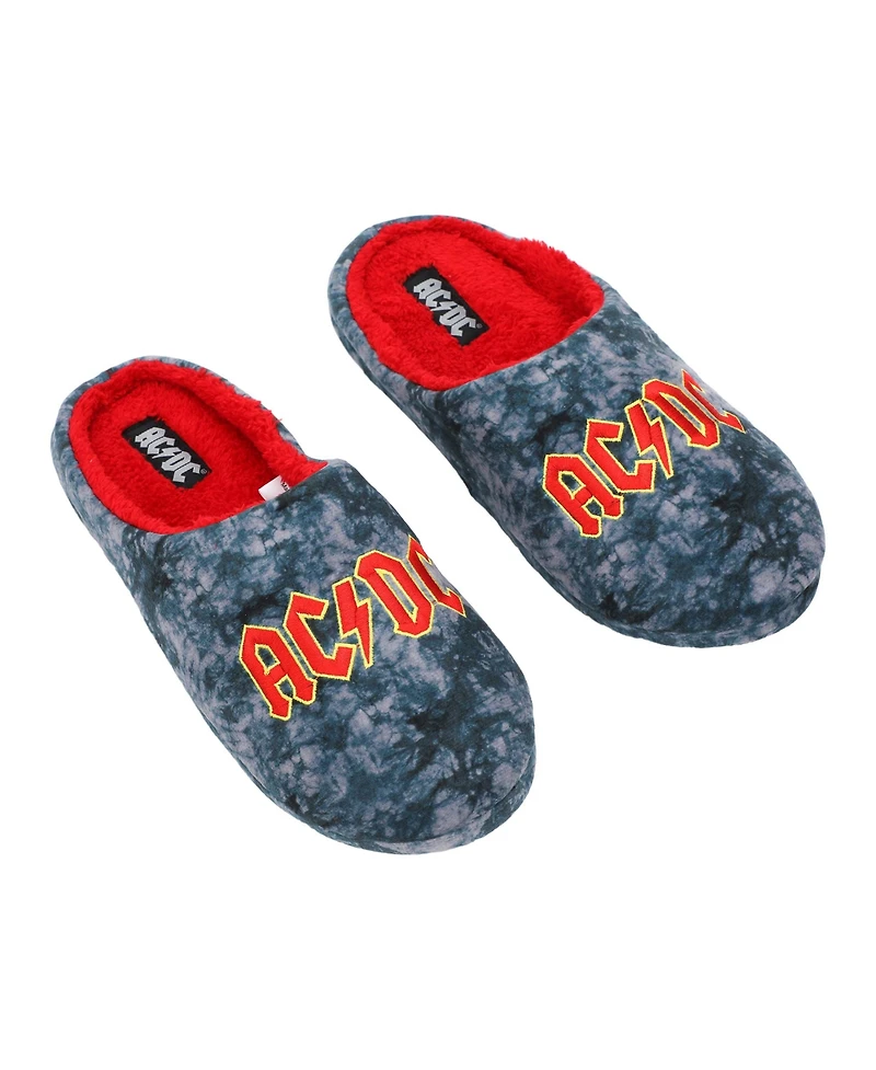 Ac/Dc Men's Embroidered logo Tie-Dye Scuff Slippers-Medium
