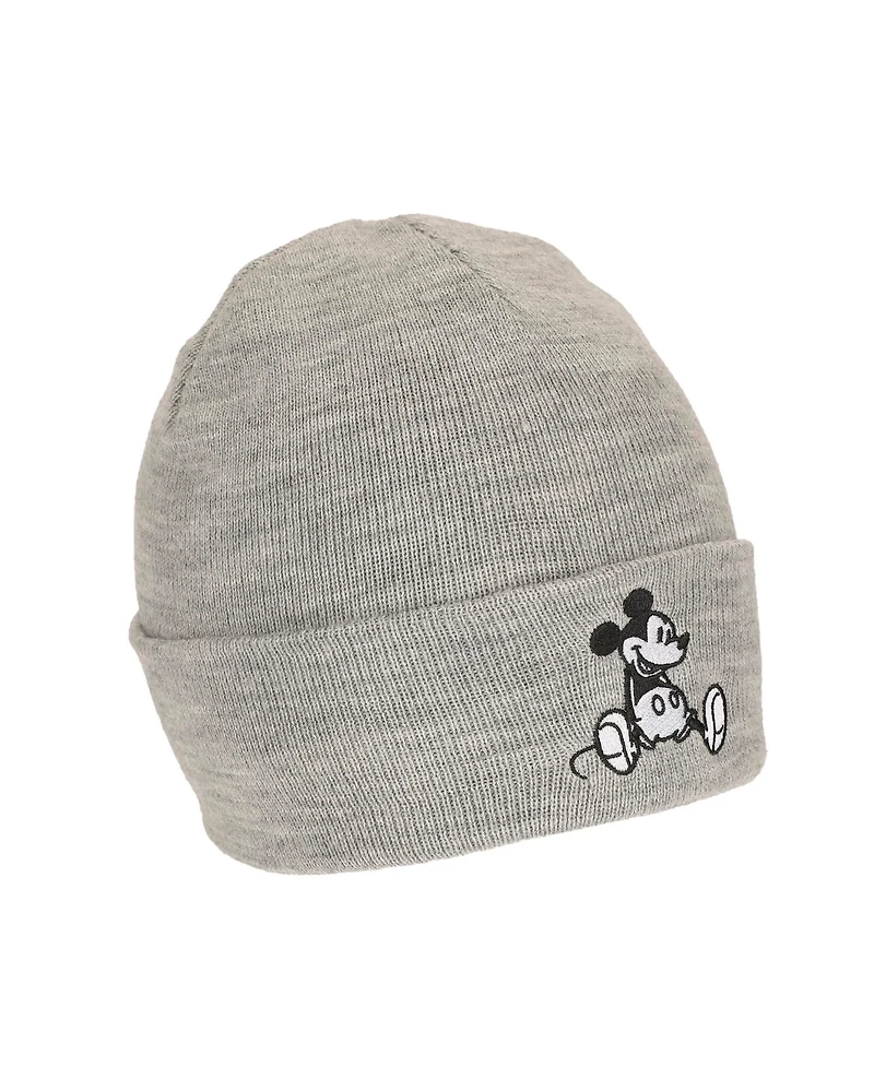 Disney Men's Mickey Mouse Embroidery Acrylic Knit Standard Cuff Beanie