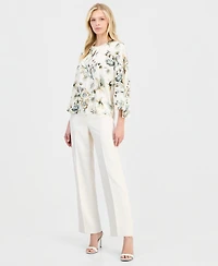 Anne Klein Women's Keyhole-Front Bell-Sleeve Top