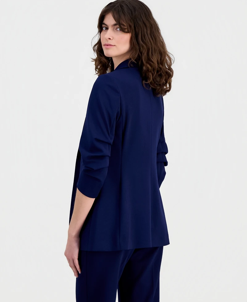 Anne Klein Petite V-Neck Notch Collar Open-Front Jacket