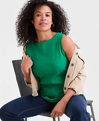 Style & Co Women's Cotton Boat-Neck Sleeveless Top, Created for Macy's