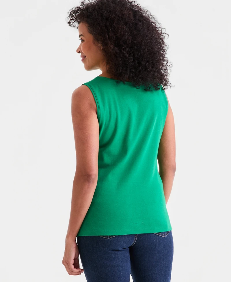 Style & Co Women's Cotton Boat-Neck Sleeveless Top, Created for Macy's