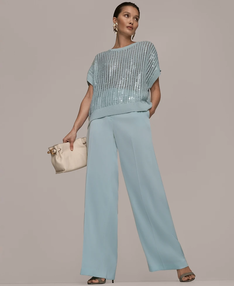 Donna Karan New York Women's Short-Sleeve Crewneck Sweater