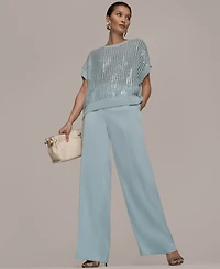 Donna Karan New York Women's Short-Sleeve Crewneck Sweater