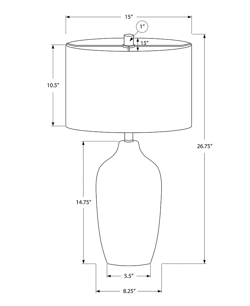Monarch Specialties Lighting 27" Ceramic Table Lamp