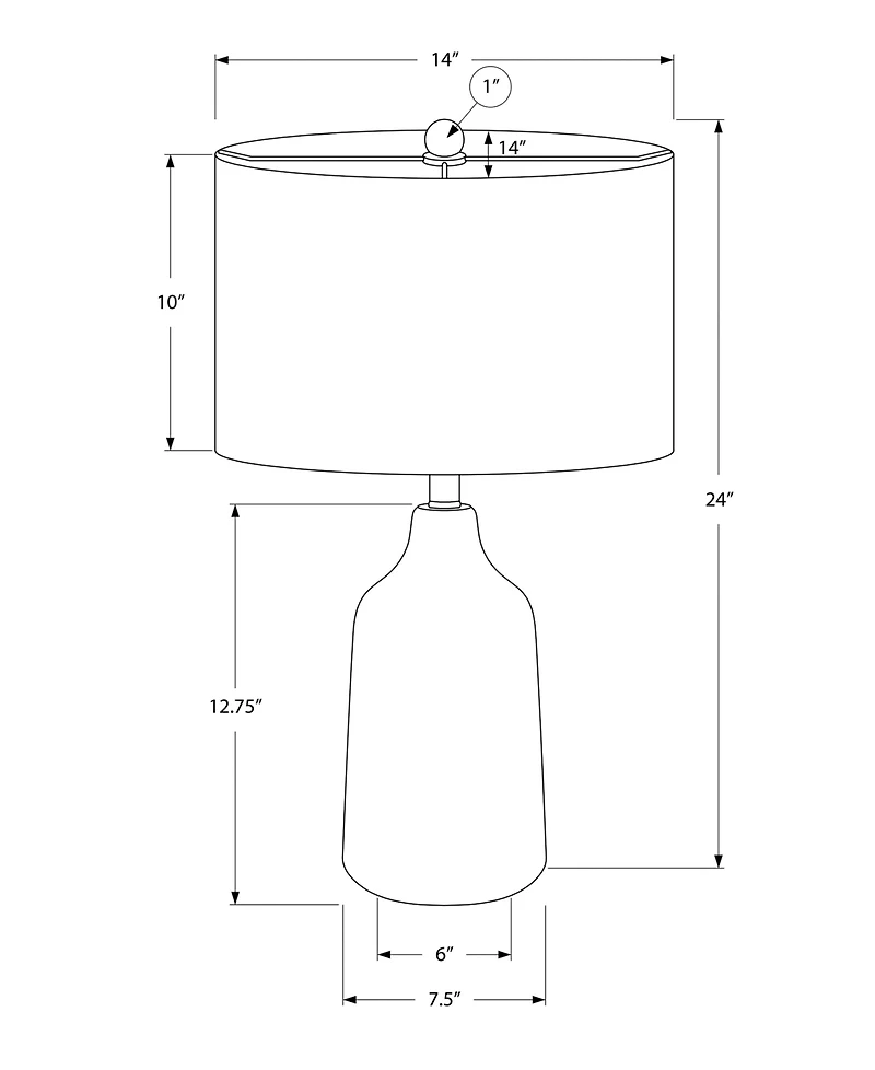 Monarch Specialties Lighting 24" Ceramic Table Lamp